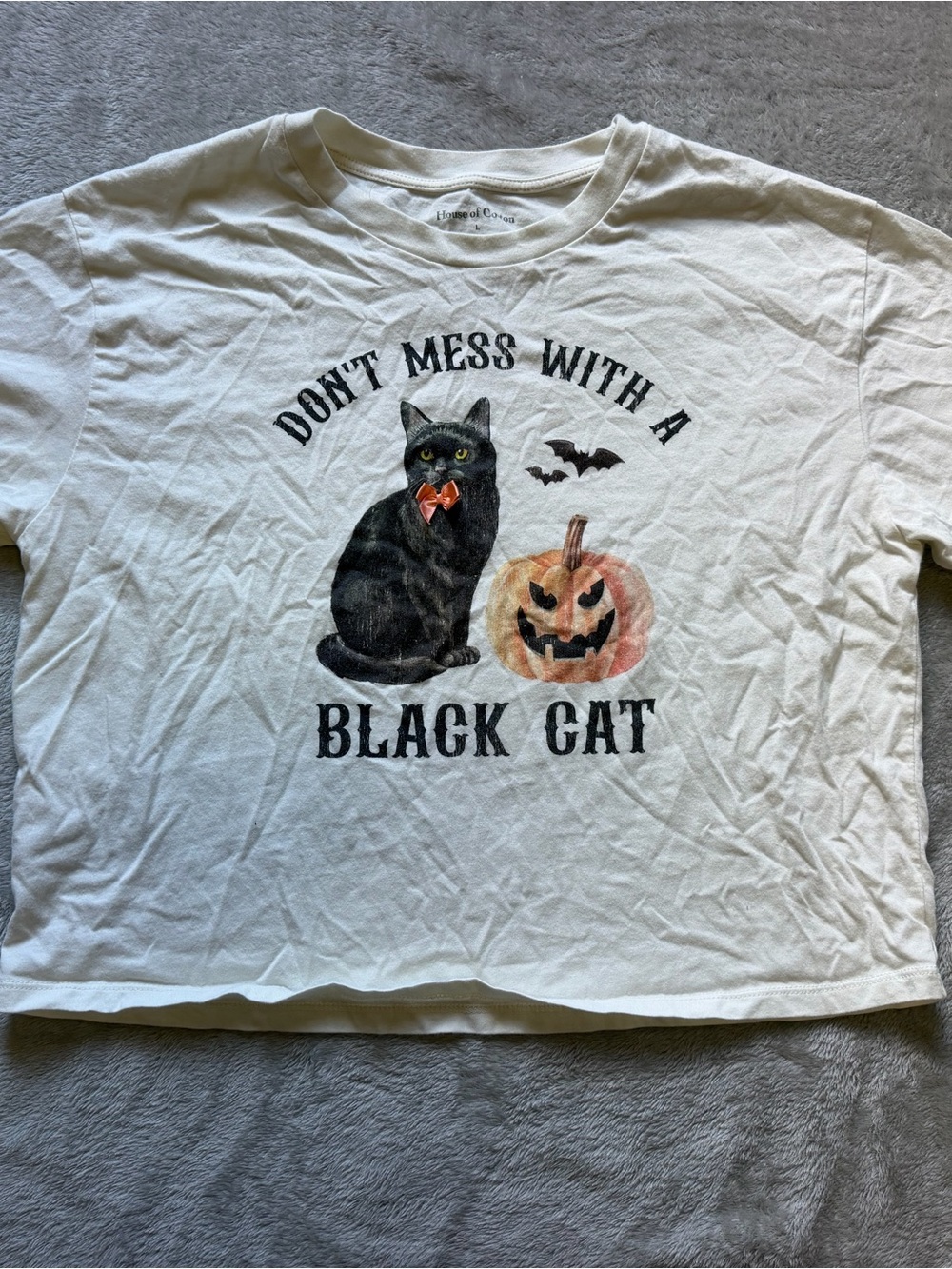 Halloween Black Cat Graphic Tee for Pets - White
